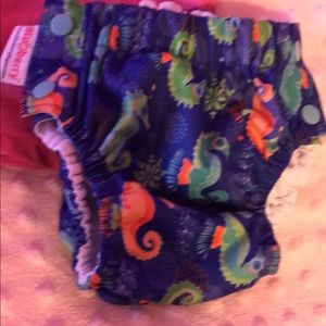 Blueberry reusable swim diaper size small seahorse